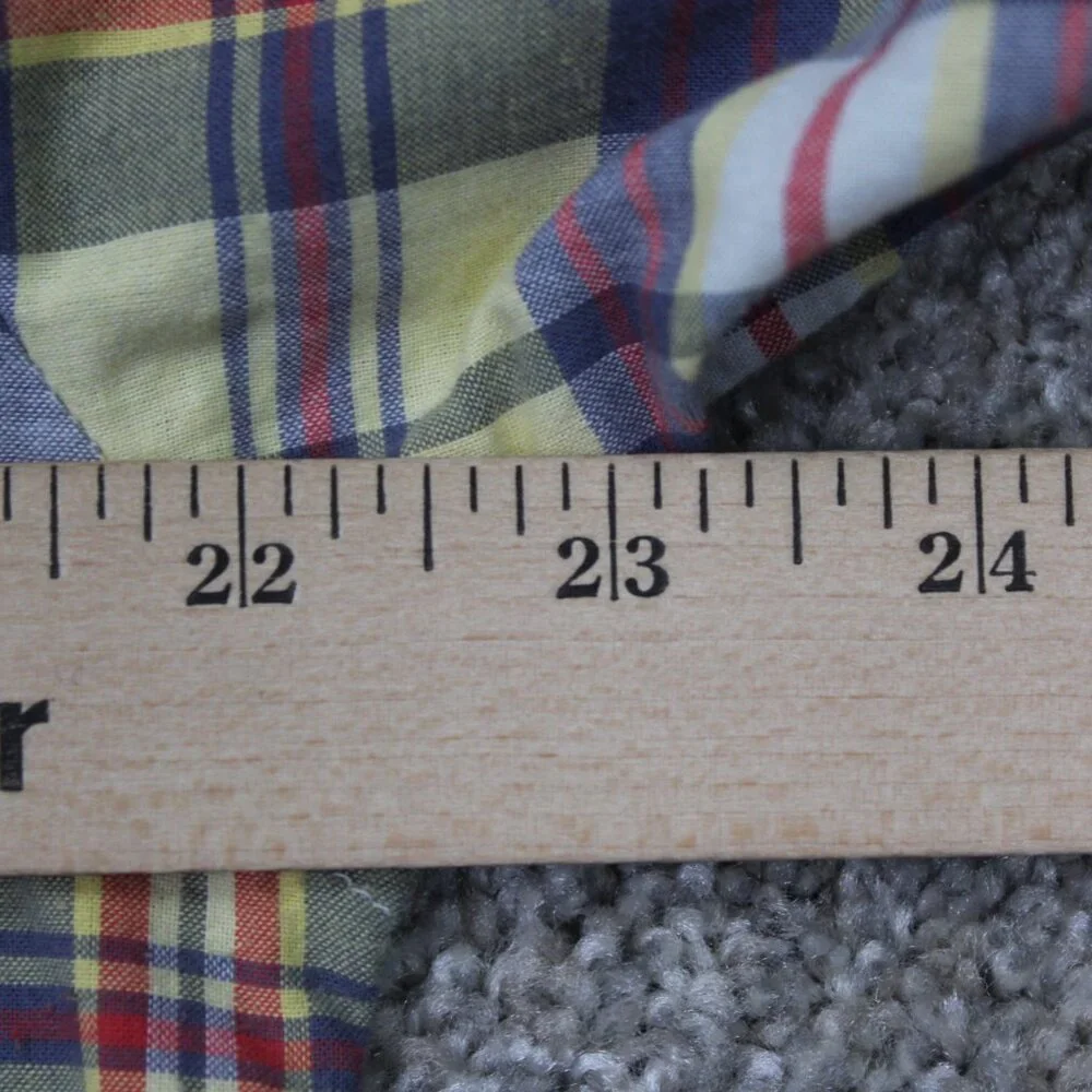J Crew Summer Plaid Shirt Mens Medium Red/Blue/Yellow Slim Fit Cotton L/S Button